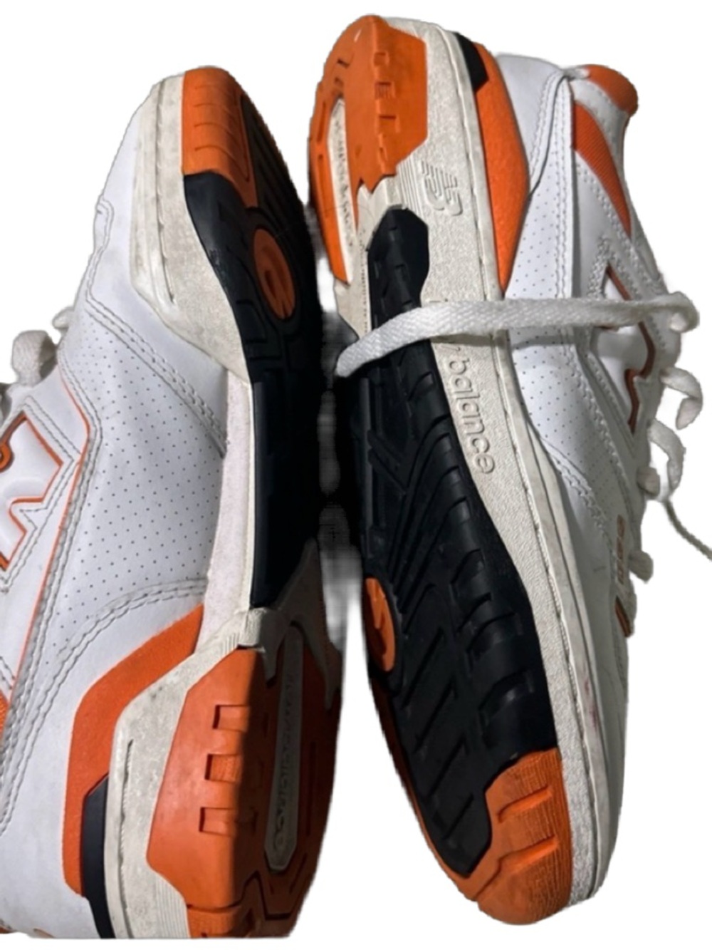 New Balance White and Orange Low-Top Sneakers